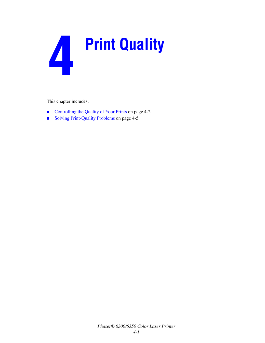 Xerox Phaser 6300, Phaser 6350 manual Print Quality 