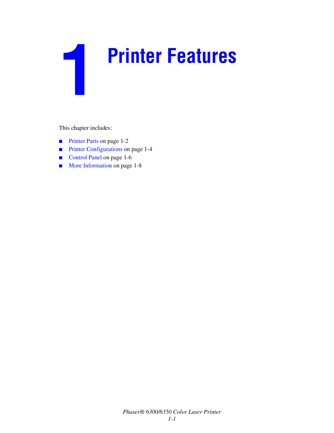 Xerox Phaser 6300, Phaser 6350 manual Printer Features 