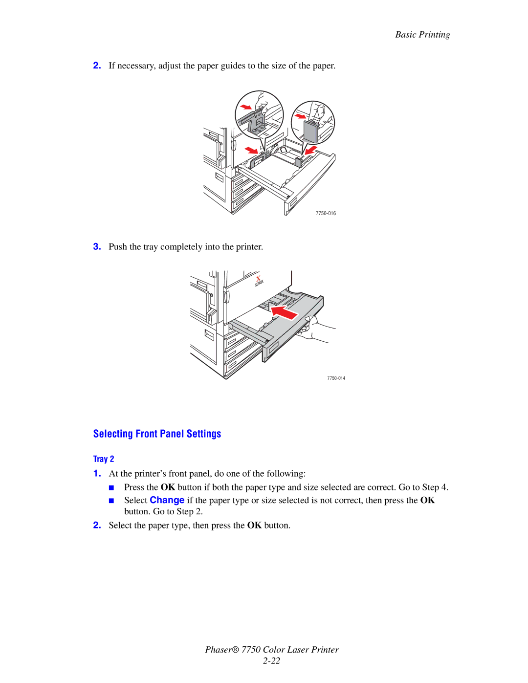 Xerox Phaser 7750 manual Tray 