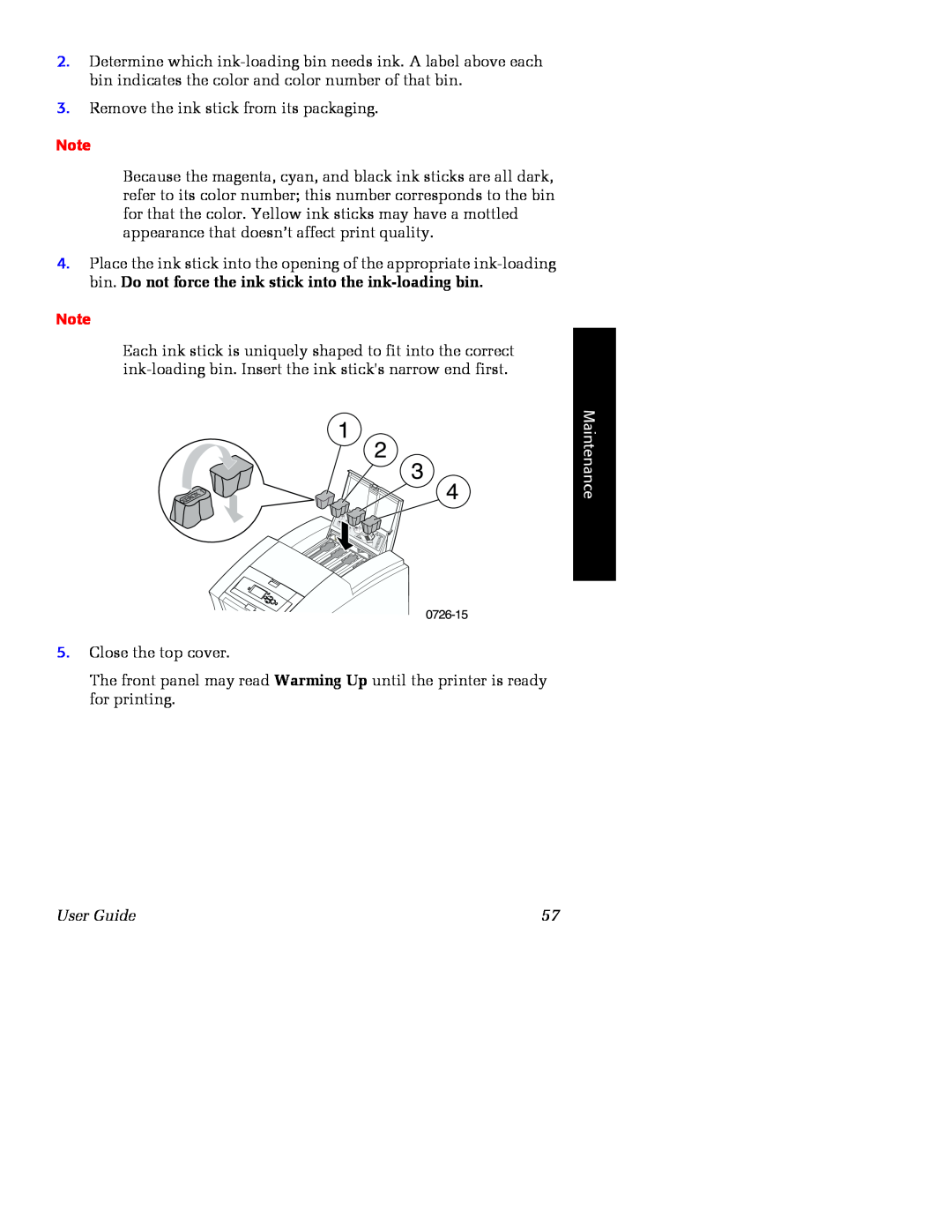 Xerox Phaser 860 manual Remove the ink stick from its packaging, Maintenance, User Guide 