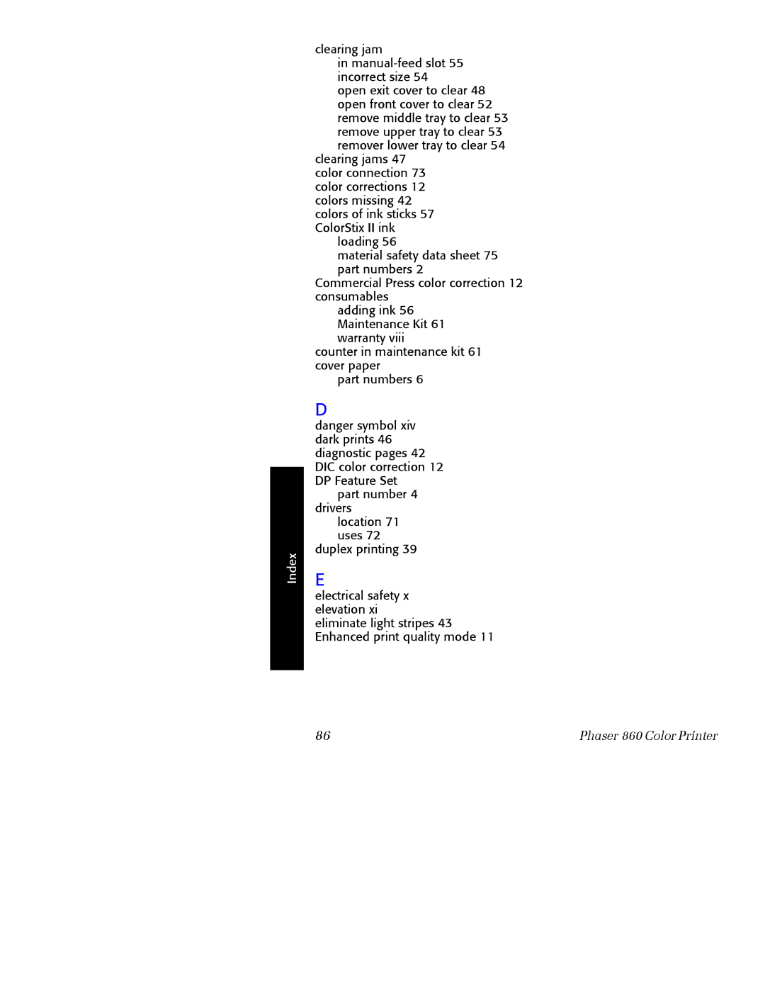 Xerox manual Phaser 860 Color Printer 