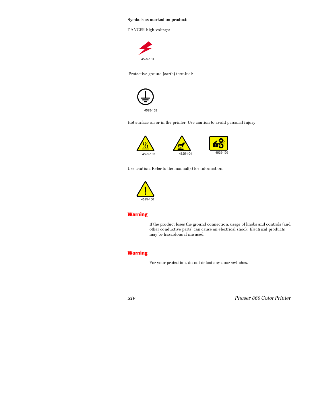 Xerox Phaser 860 manual Xiv 