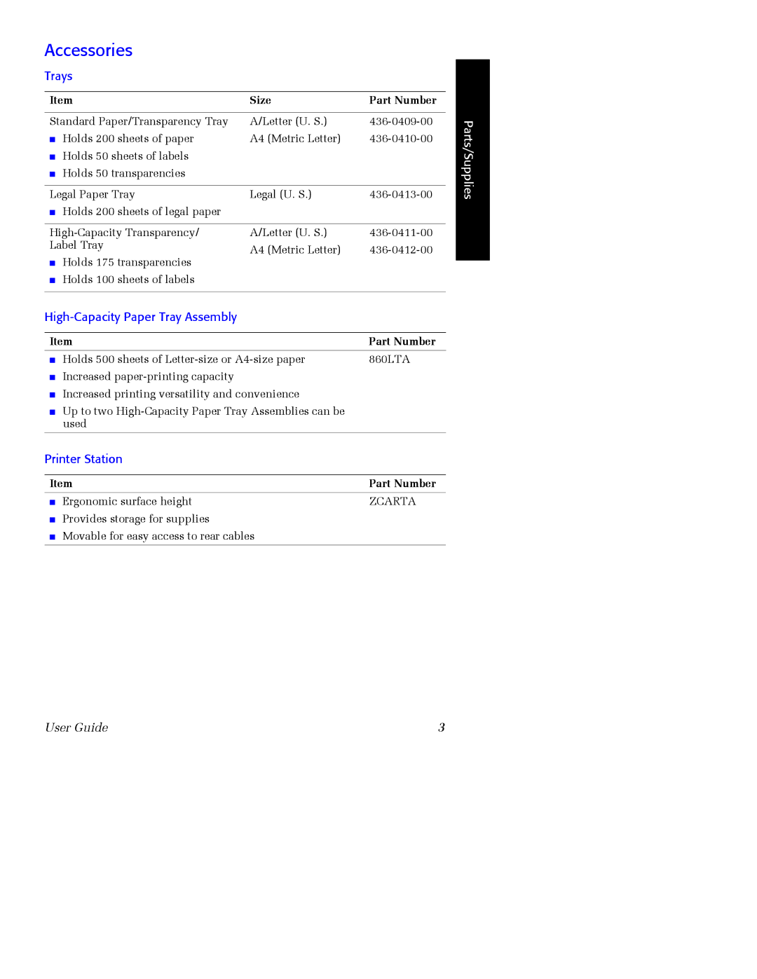 Xerox Phaser 860 manual Accessories, Trays 