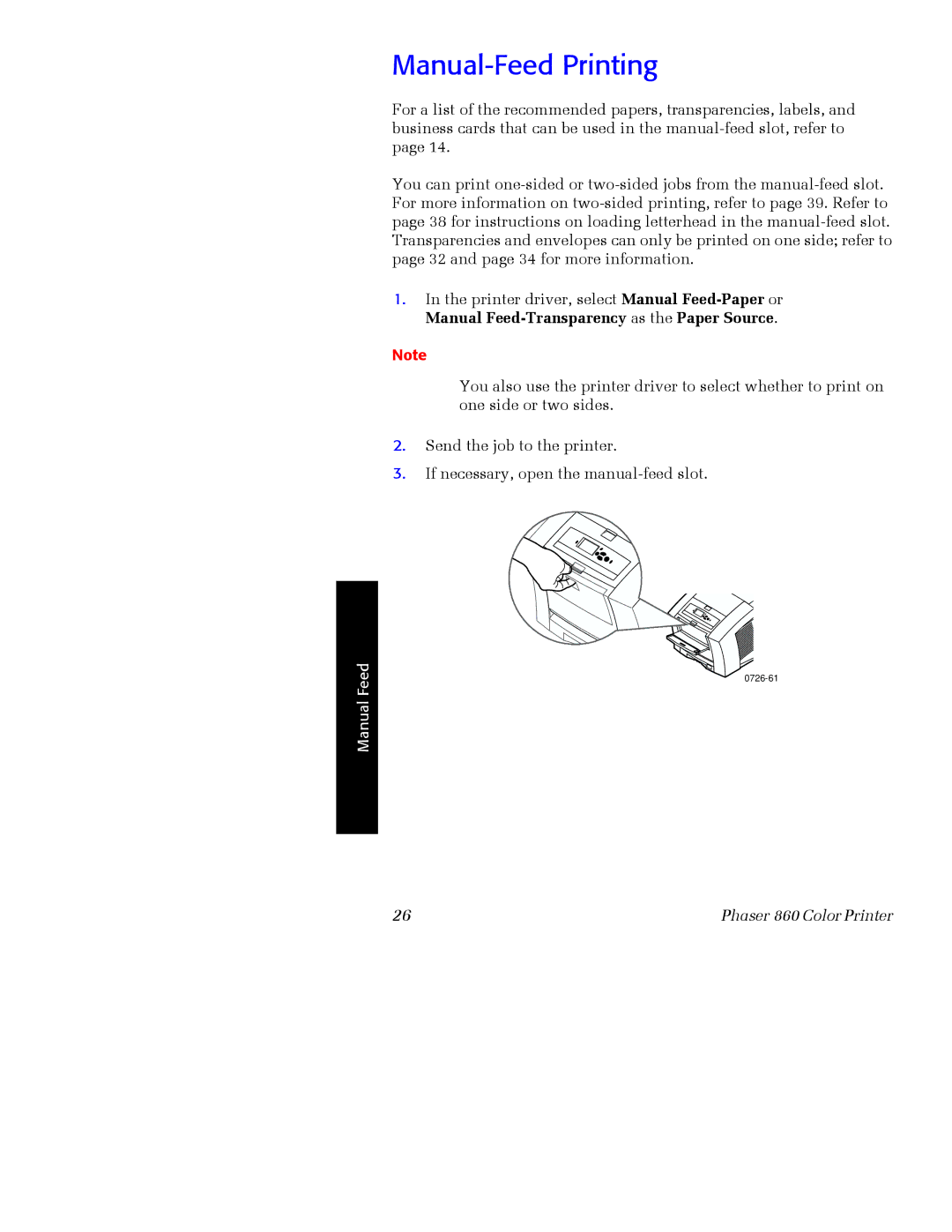 Xerox Phaser 860 manual Manual-Feed Printing 