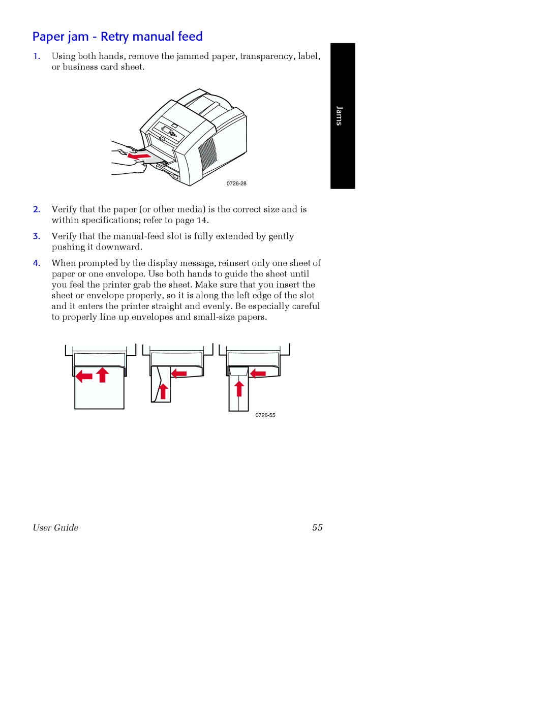 Xerox Phaser 860 Paper jam Retry manual feed 