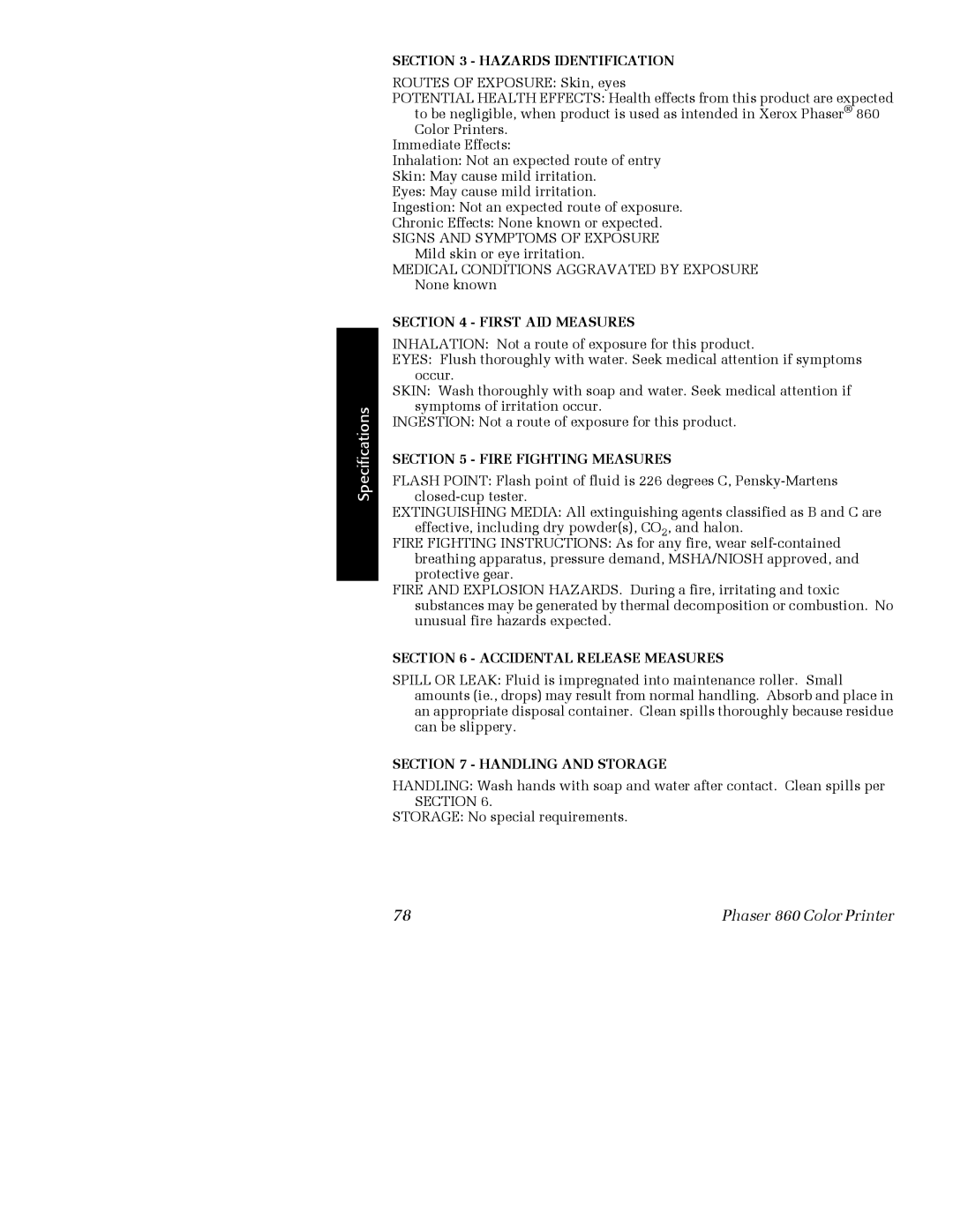 Xerox Phaser 860 manual Hazards Identification 