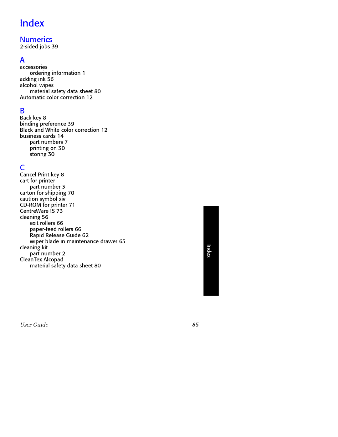 Xerox Phaser 860 manual Index, Numerics 