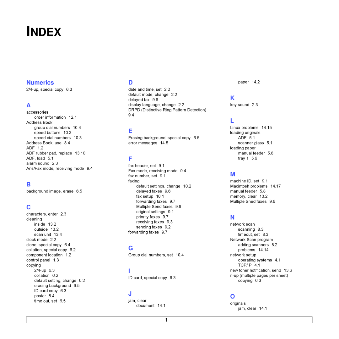 Xerox Printer fwww manual Index, Numerics 