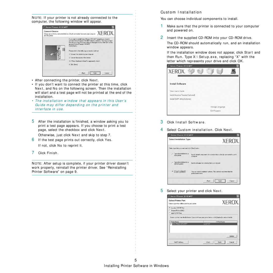 Xerox Printer fwww manual Custom Installation 