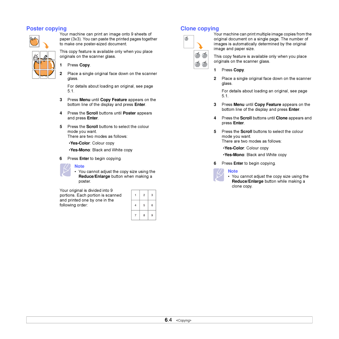 Xerox Printer fwww manual Poster copying, Clone copying 