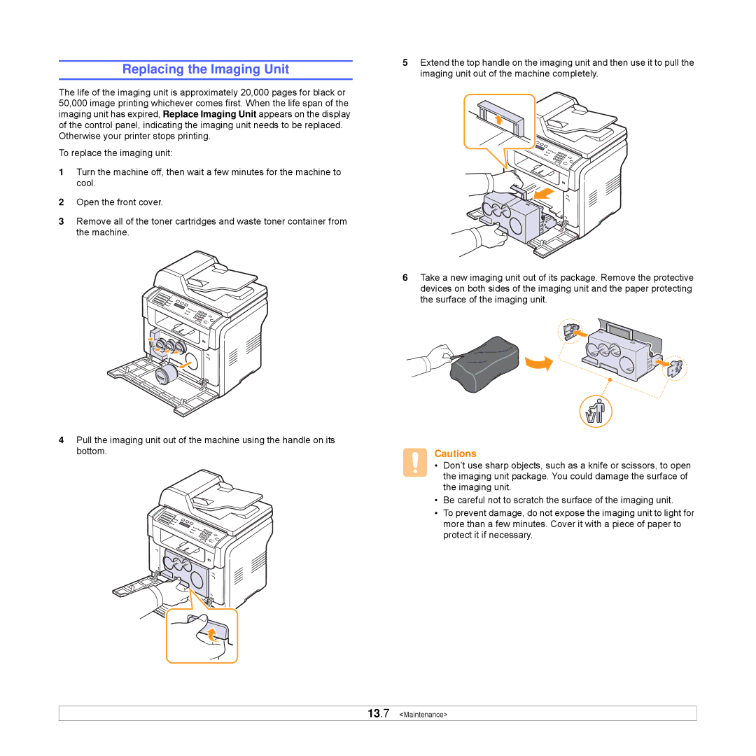 Xerox Printer fwww manual Replacing the Imaging Unit 