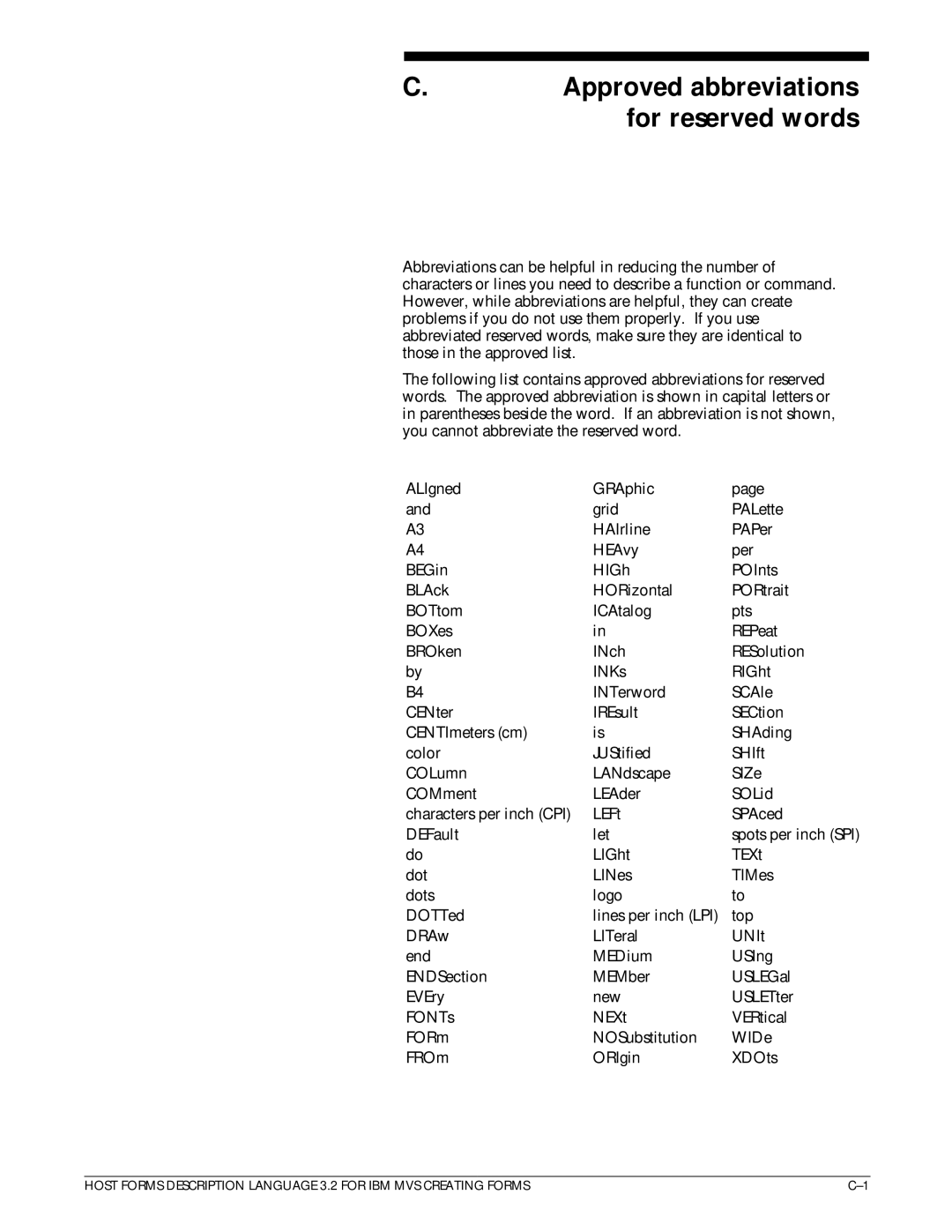 Xerox Printer manual Approved abbreviations for reserved words 