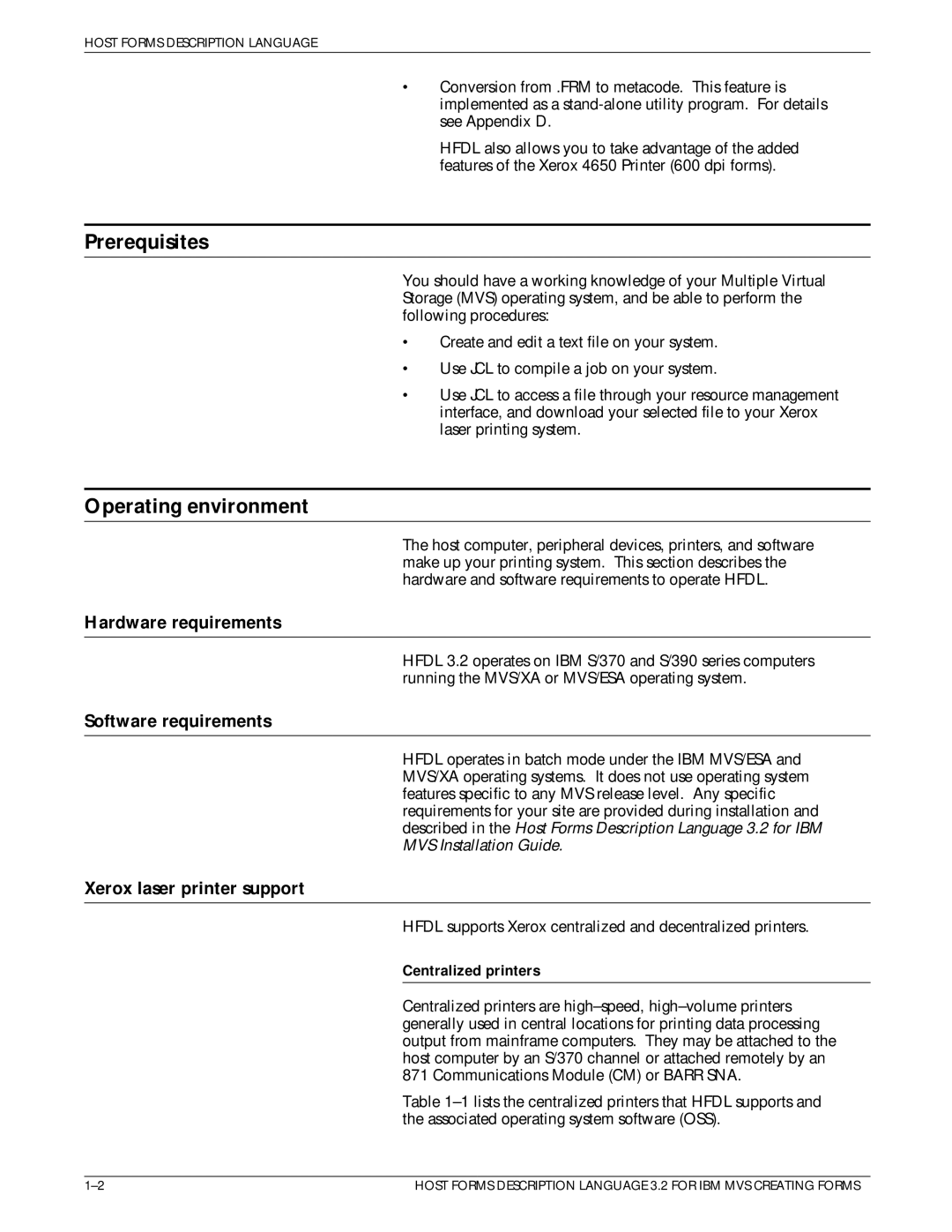 Xerox Printer manual Prerequisites, Operating environment, Hardware requirements, Software requirements 