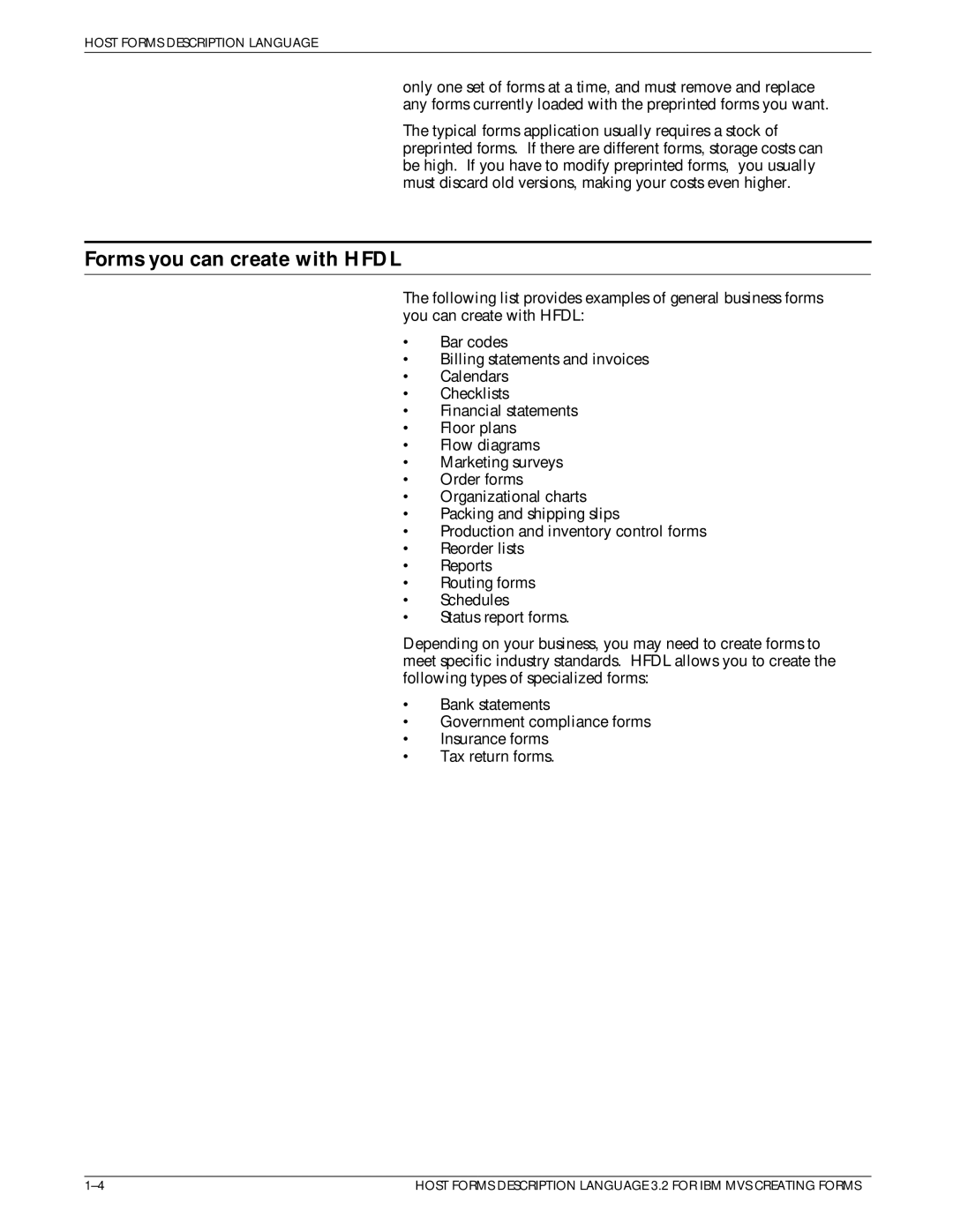 Xerox Printer manual Forms you can create with Hfdl 