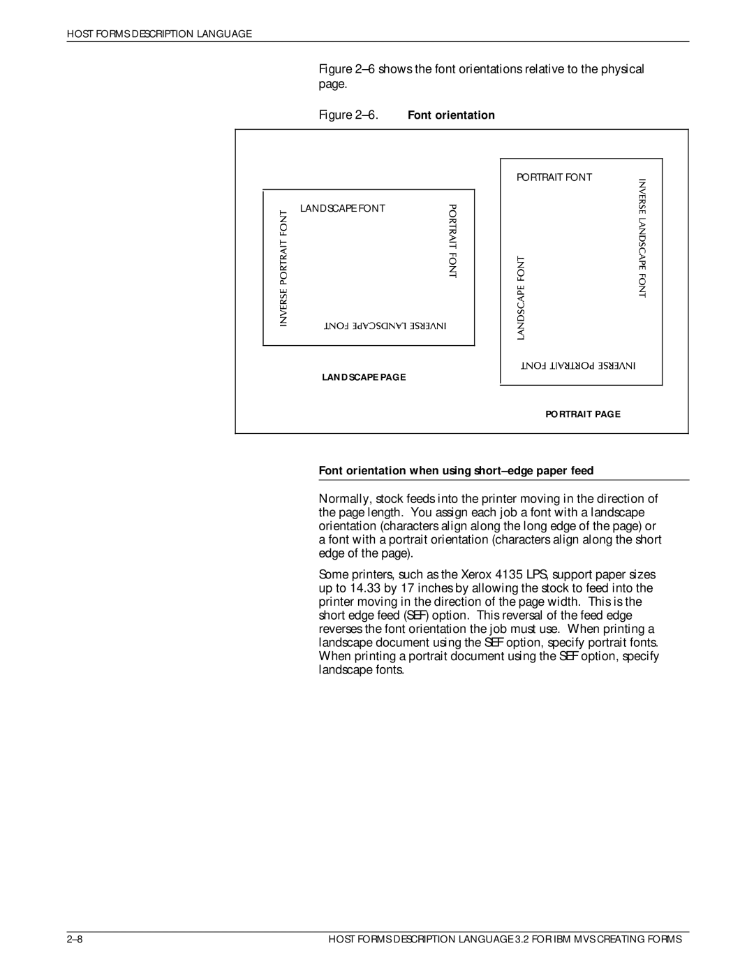 Xerox Printer ±6 shows the font orientations relative to the physical, Font orientation when using short±edge paper feed 