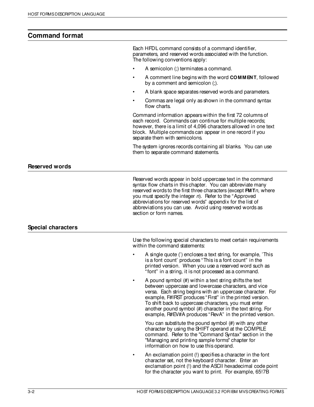 Xerox Printer manual Command format, Reserved words, Special characters 