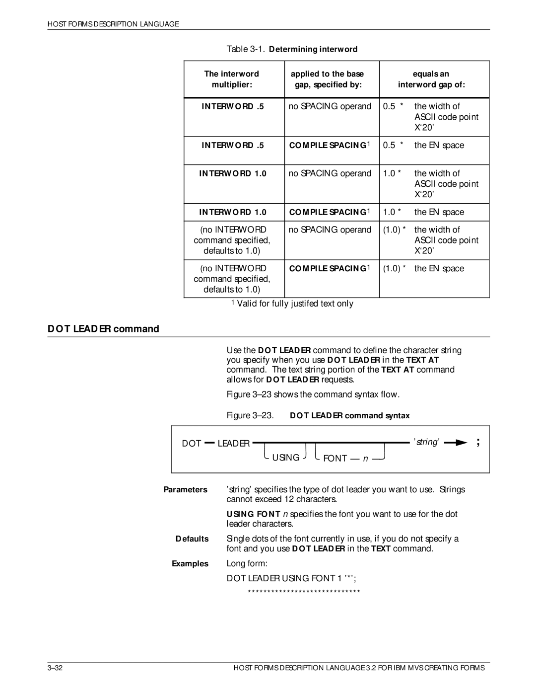 Xerox Printer manual DOT Leader command, Gap, specified by Interword gap, DOT Leader Using Font 