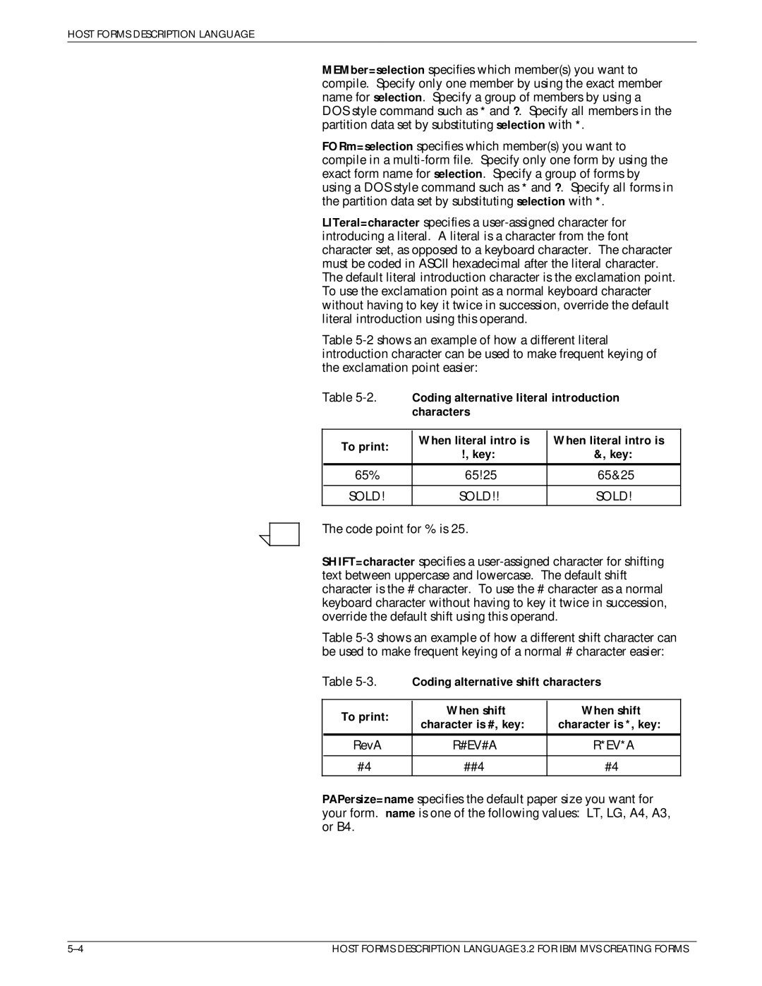 Xerox Printer Coding alternative literal introduction, Characters To print When literal intro is, Key, To print When shift 