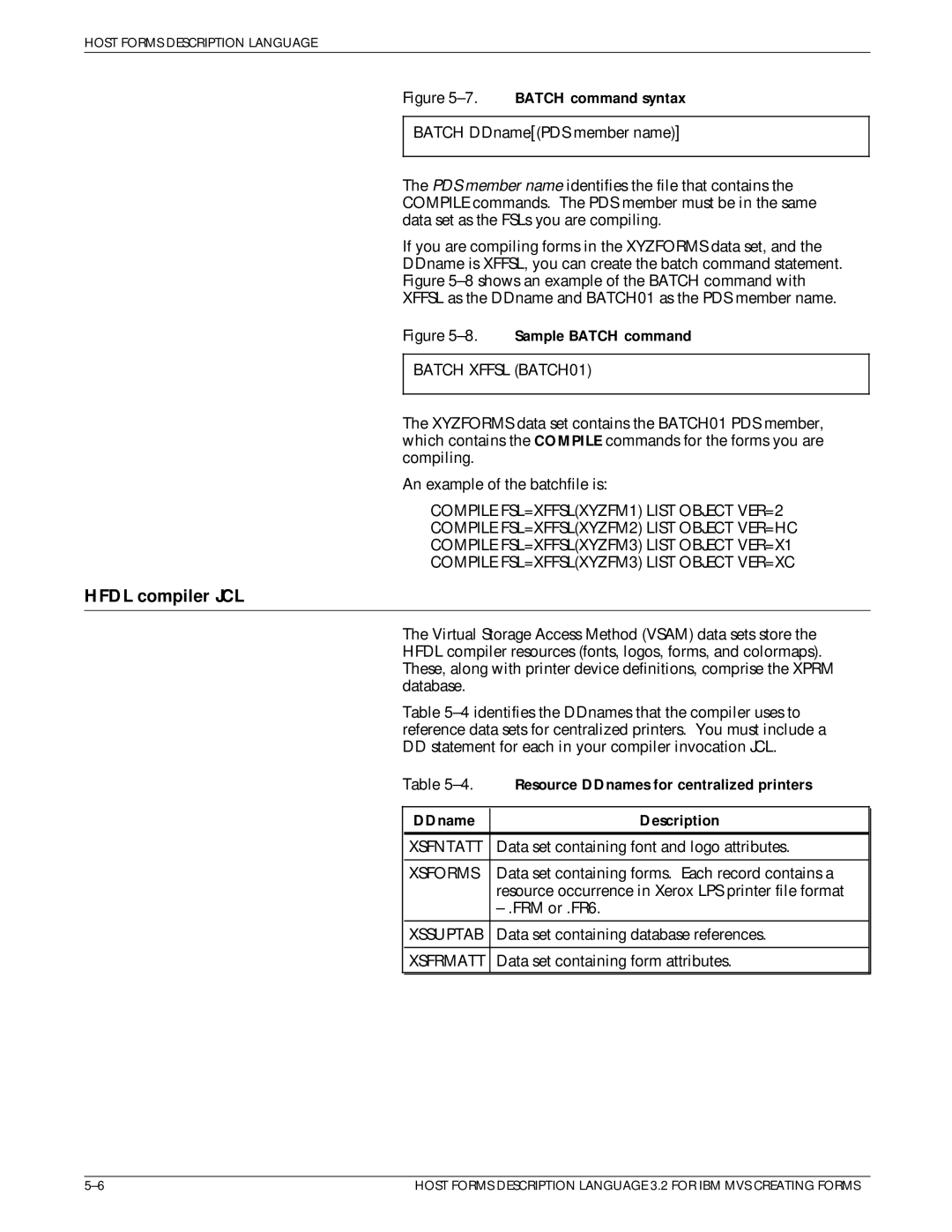 Xerox Printer manual Hfdl compiler JCL, ±4. Resource DDnames for centralized printers Description 