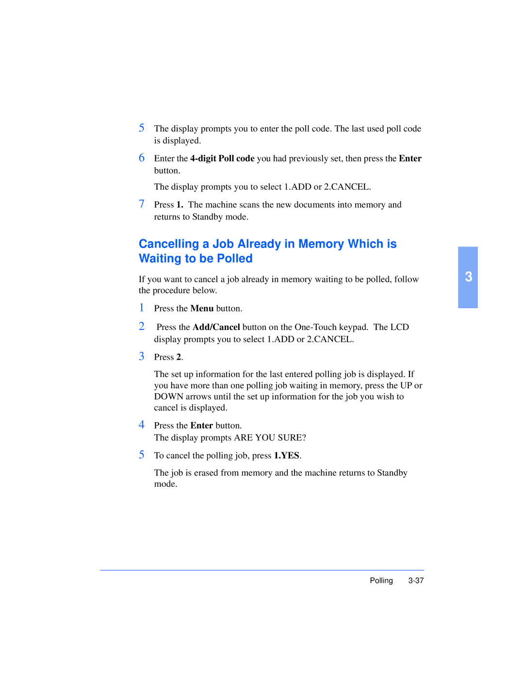 Xerox Pro 385 user manual Polling 