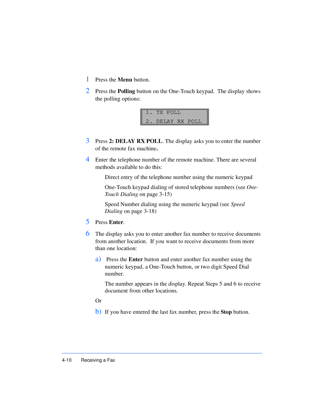 Xerox Pro 385 user manual TX Poll Delay RX Poll 