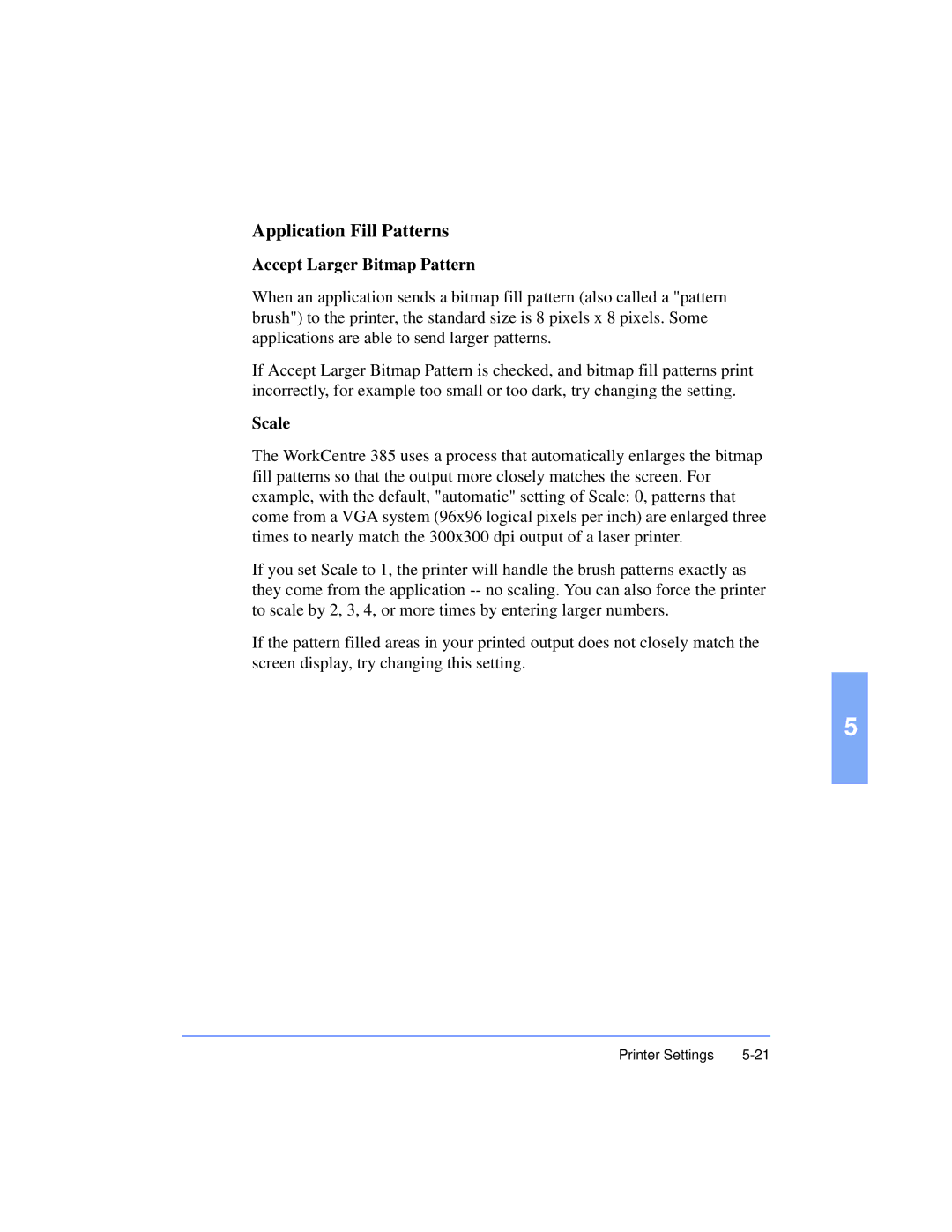 Xerox Pro 385 user manual Application Fill Patterns 