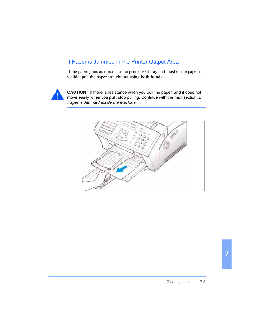 Xerox Pro 385 user manual If Paper is Jammed in the Printer Output Area 