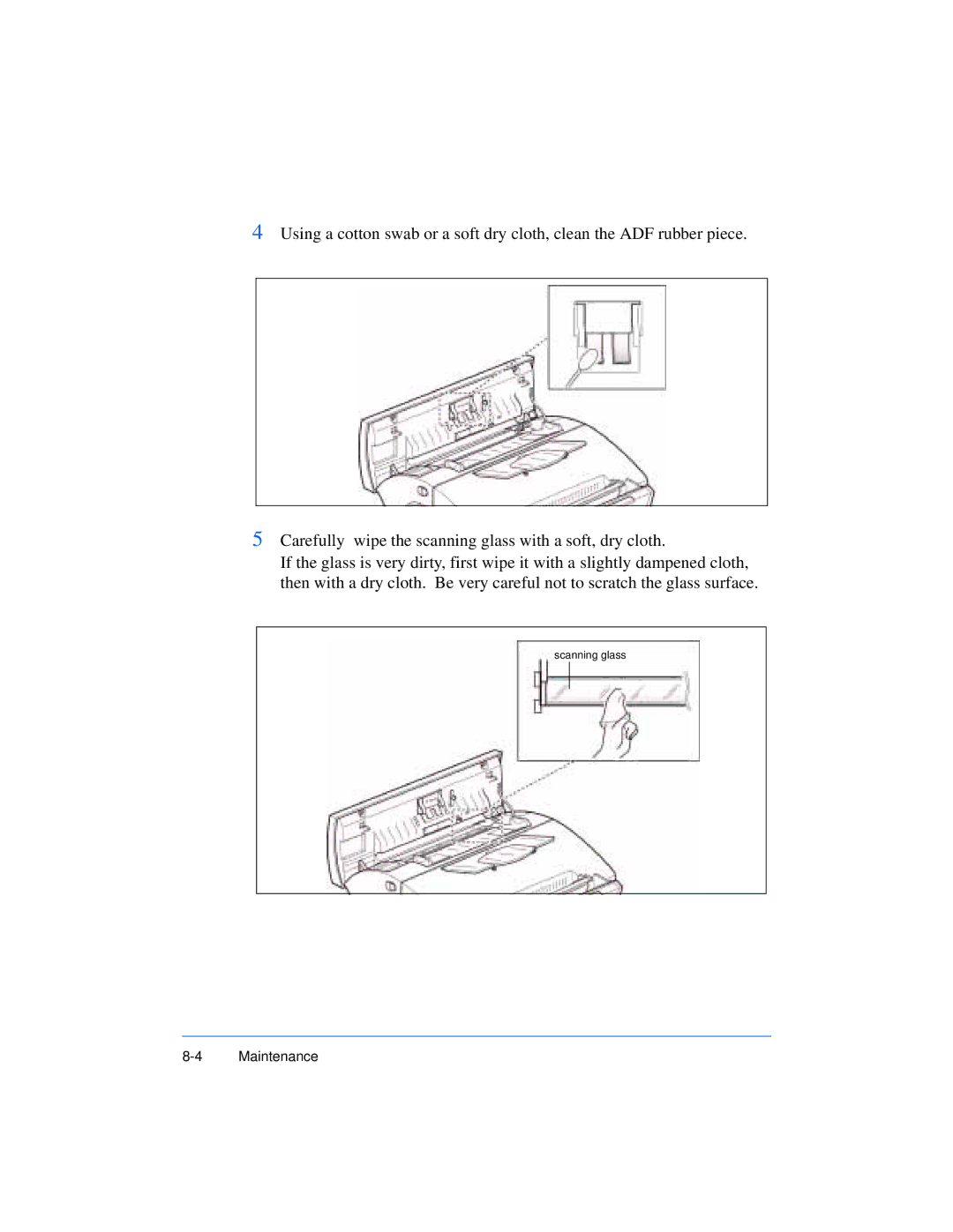 Xerox Pro 385 user manual Scanning glass 