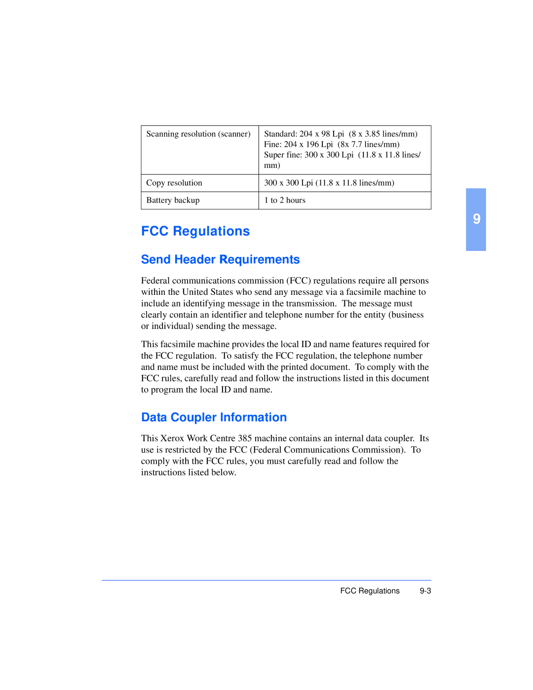 Xerox Pro 385 user manual FCC Regulations 