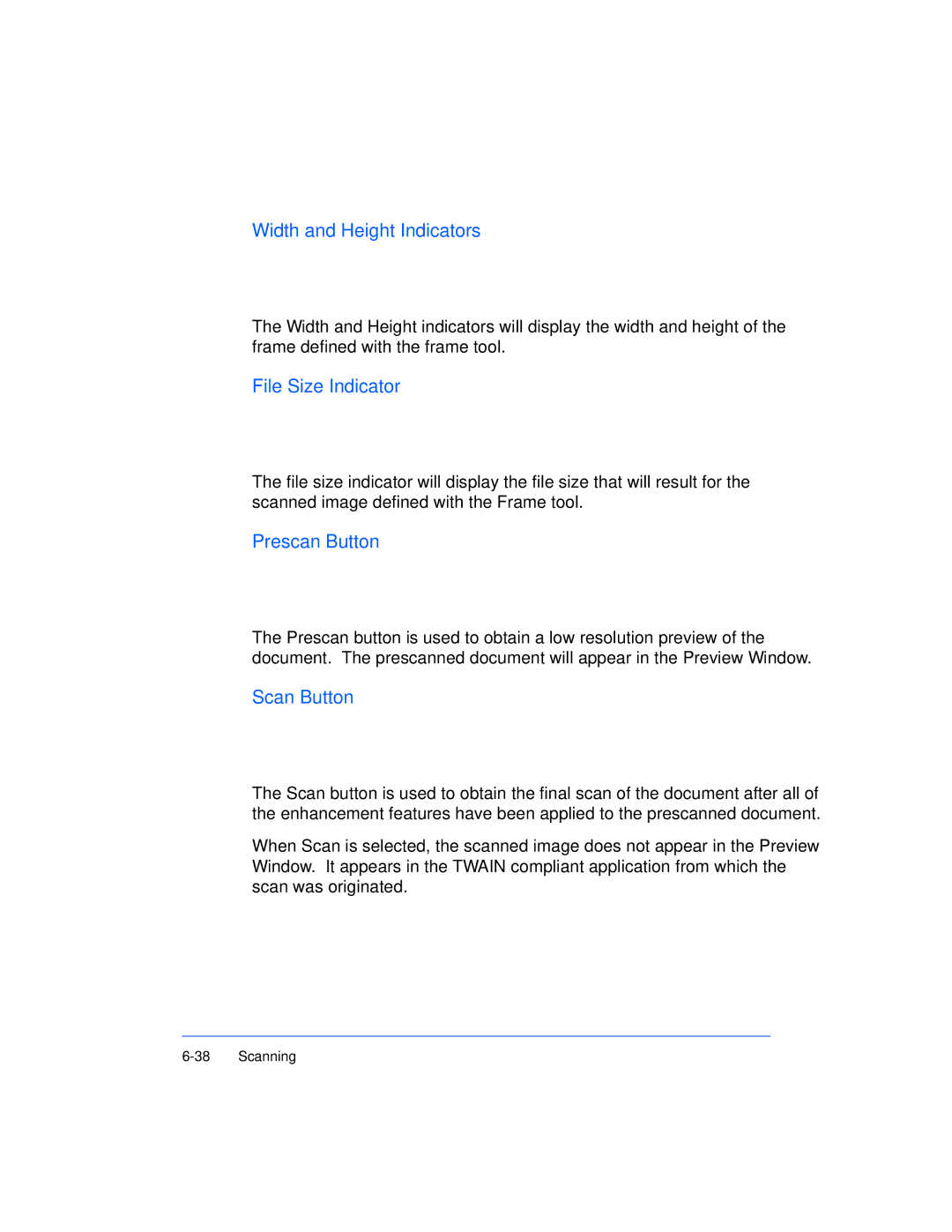 Xerox Pro 385 user manual Width and Height Indicators 