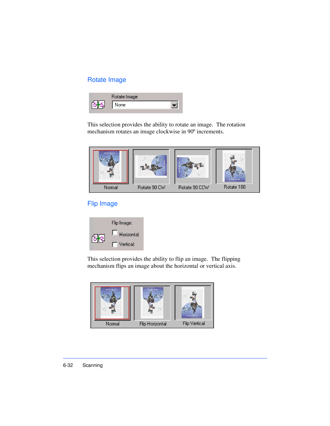 Xerox Pro 385 user manual Rotate Image 