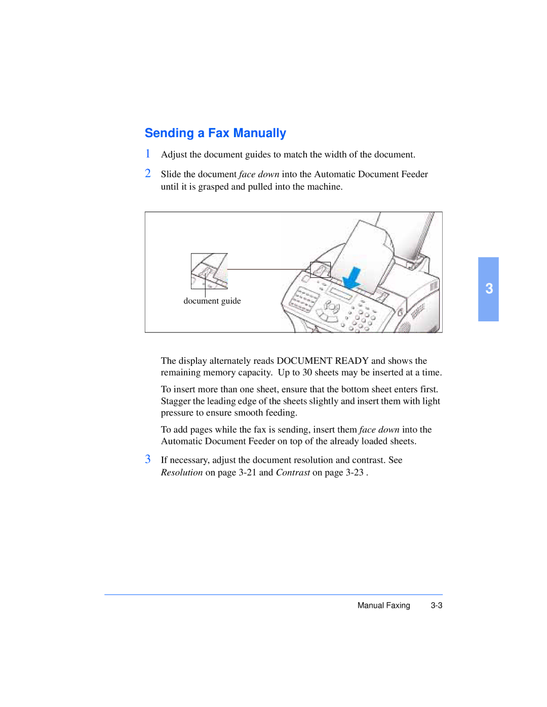 Xerox Pro 385 user manual Sending a Fax Manually 