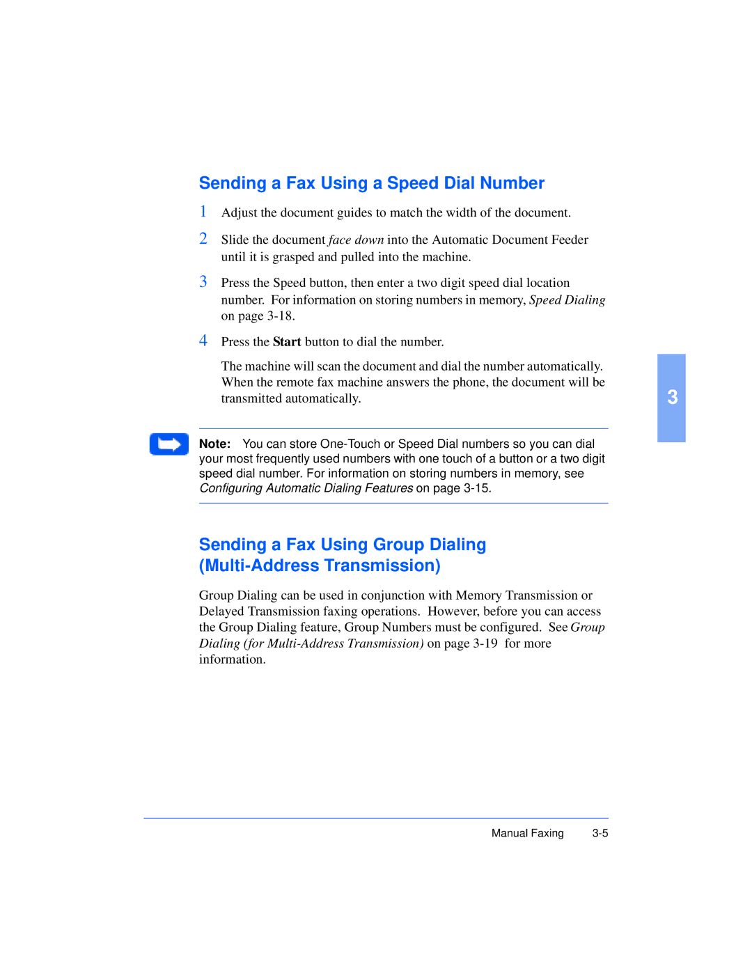 Xerox Pro 385 user manual Sending a Fax Using a Speed Dial Number 