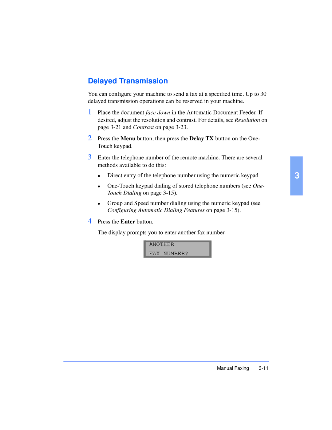 Xerox Pro 385 user manual Delayed Transmission 