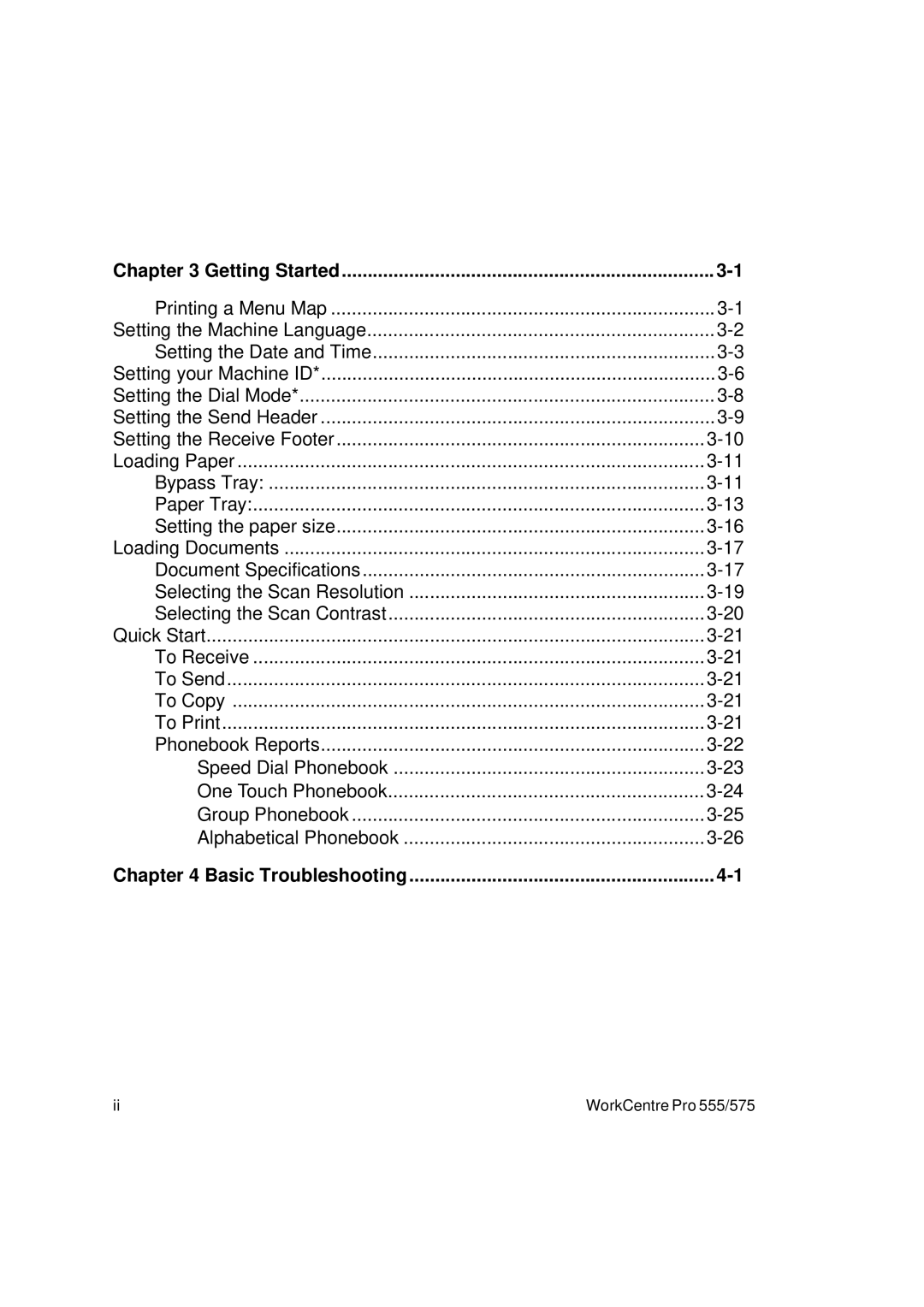 Xerox Pro 575, Pro 555 manual Getting Started, Basic Troubleshooting 