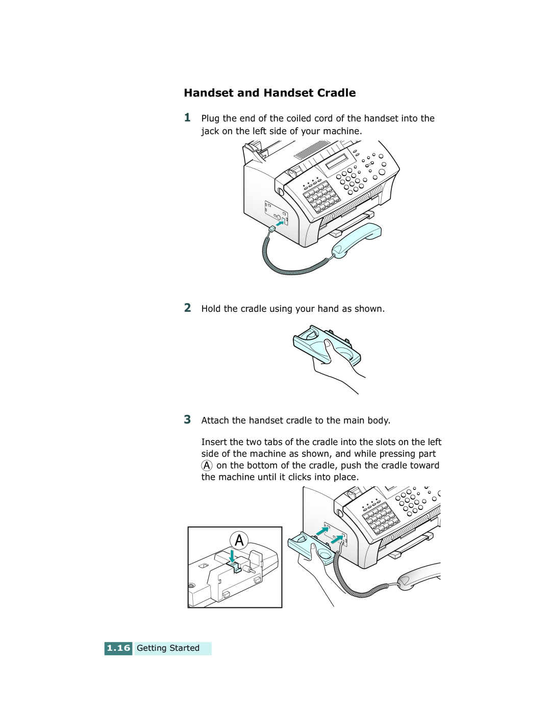 Xerox Pro 580 manual Handset and Handset Cradle 