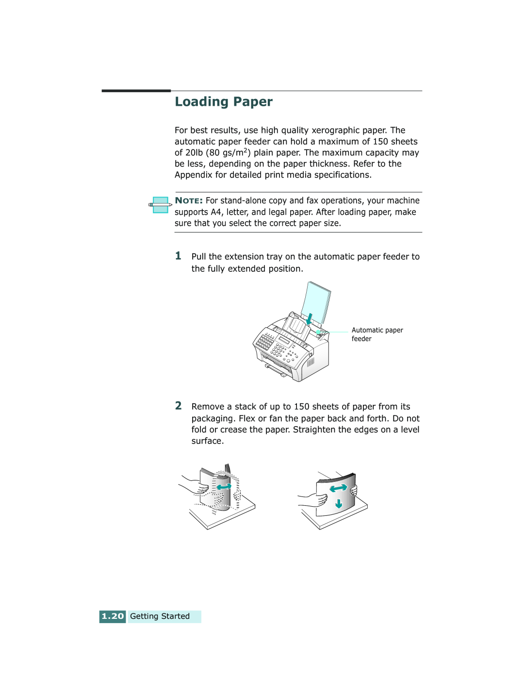 Xerox Pro 580 manual Loading Paper 