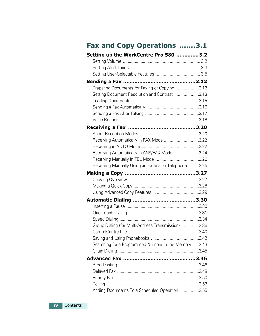 Xerox Pro 580 manual Fax and Copy Operations 