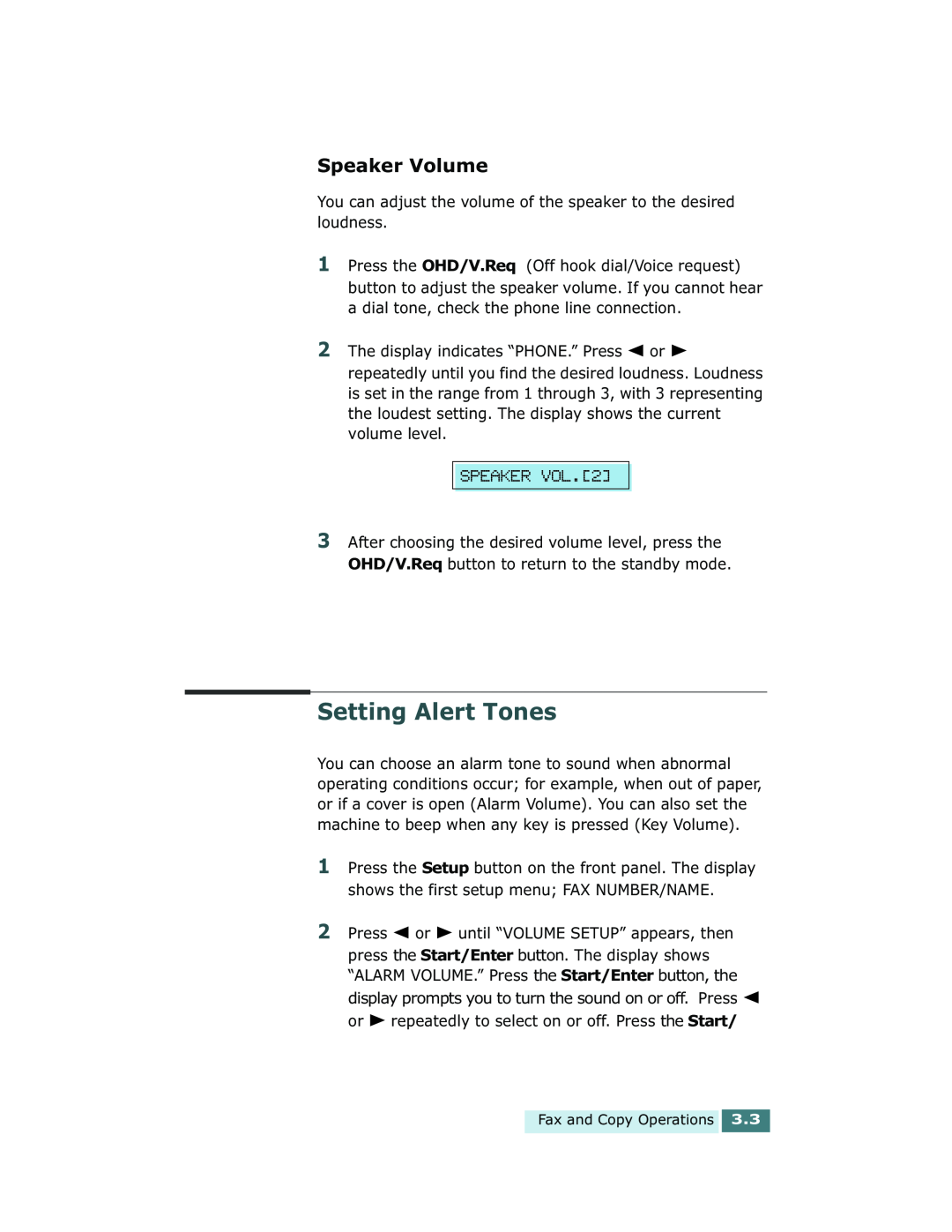 Xerox Pro 580 manual Setting Alert Tones, Speaker Volume 