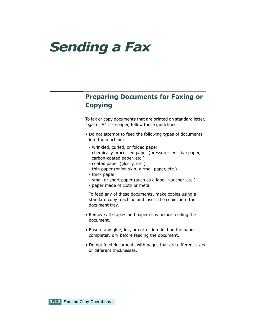 Xerox Pro 580 manual Sending a Fax, Preparing Documents for Faxing or Copying 