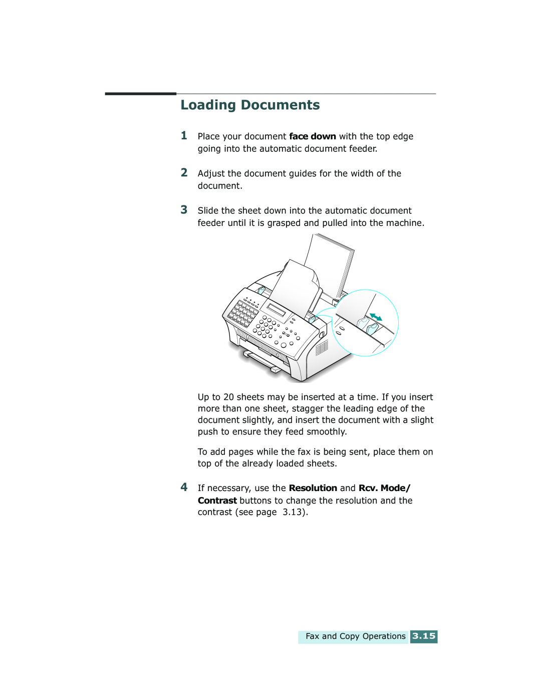 Xerox Pro 580 manual Loading Documents 
