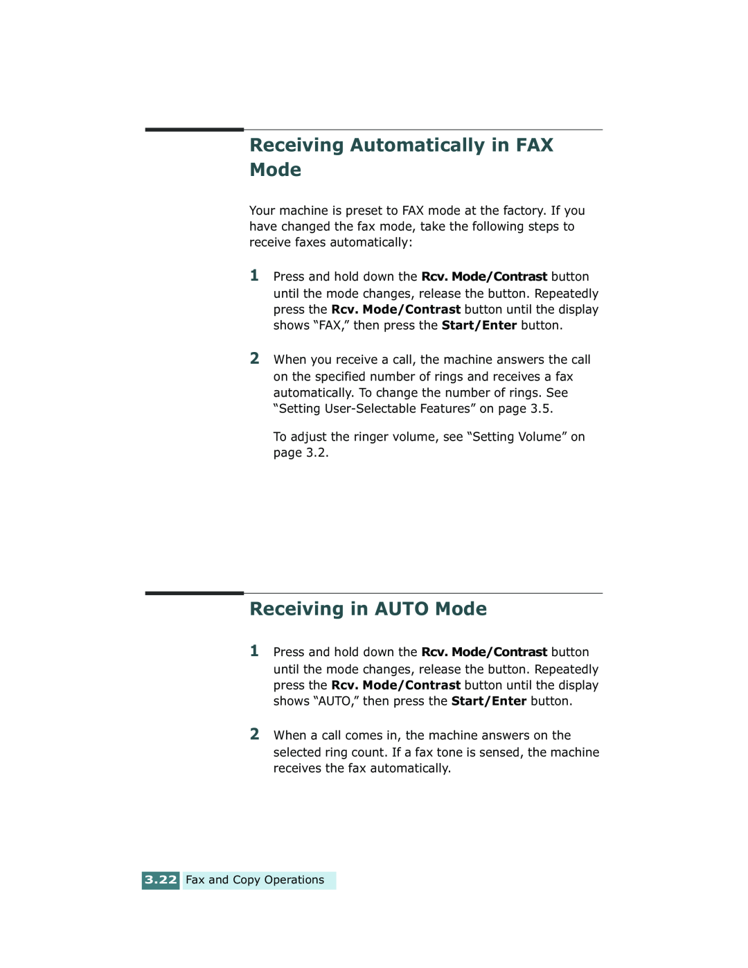 Xerox Pro 580 manual Receiving Automatically in FAX Mode, Receiving in AUTO Mode 