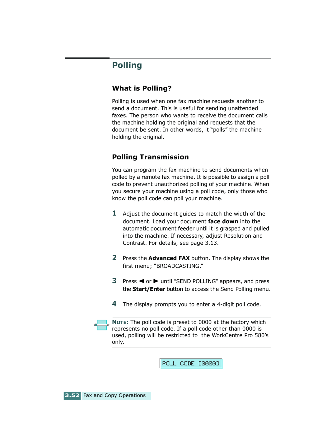 Xerox Pro 580 manual What is Polling?, Polling Transmission 