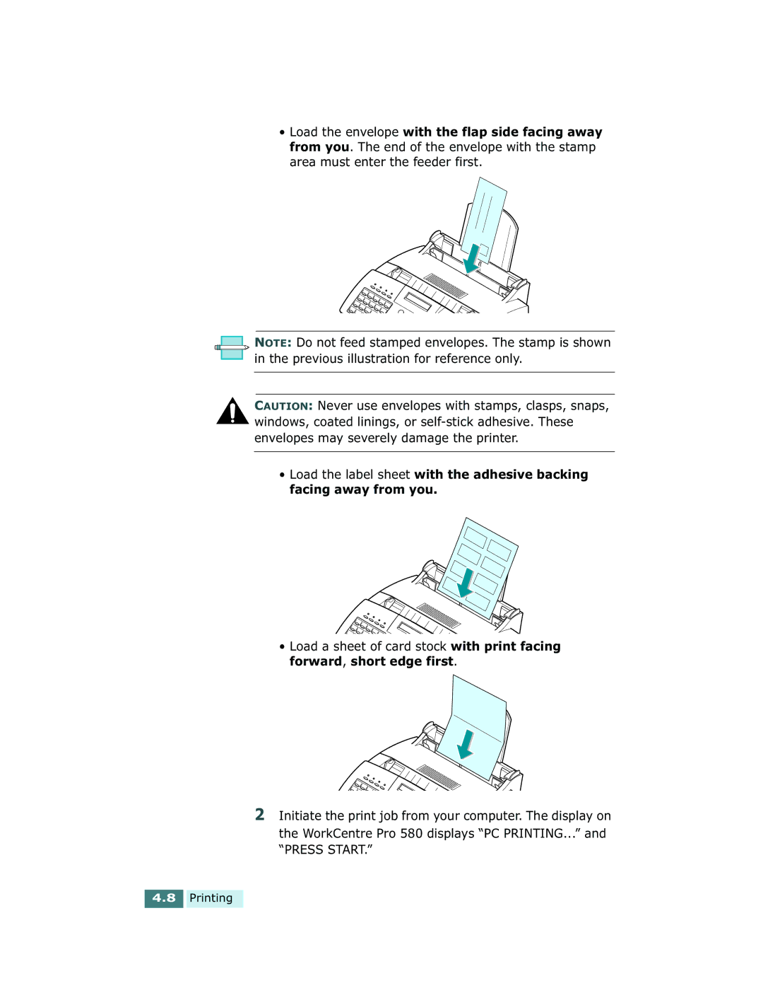 Xerox Pro 580 manual Printing 