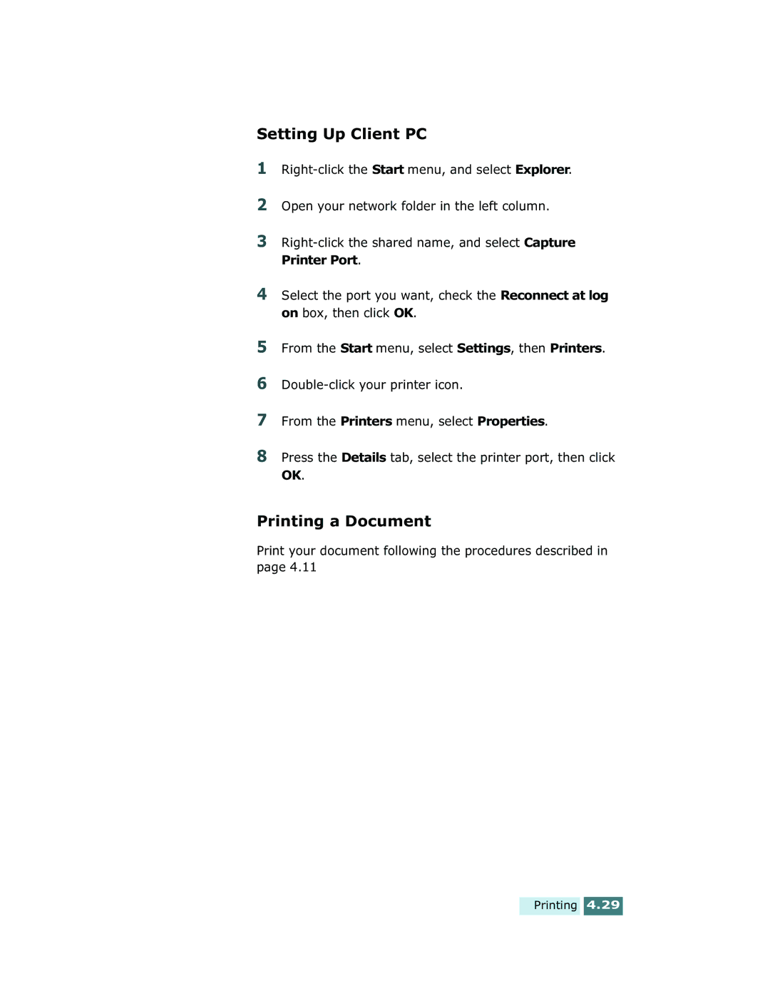 Xerox Pro 580 manual Setting Up Client PC 