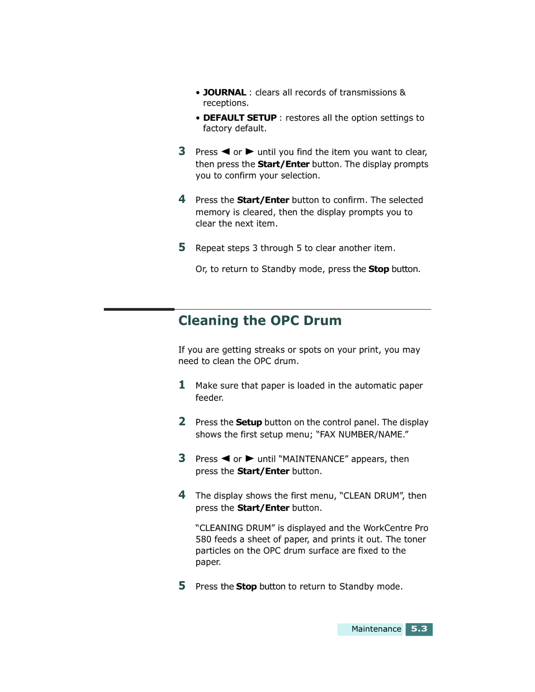 Xerox Pro 580 manual Cleaning the OPC Drum 