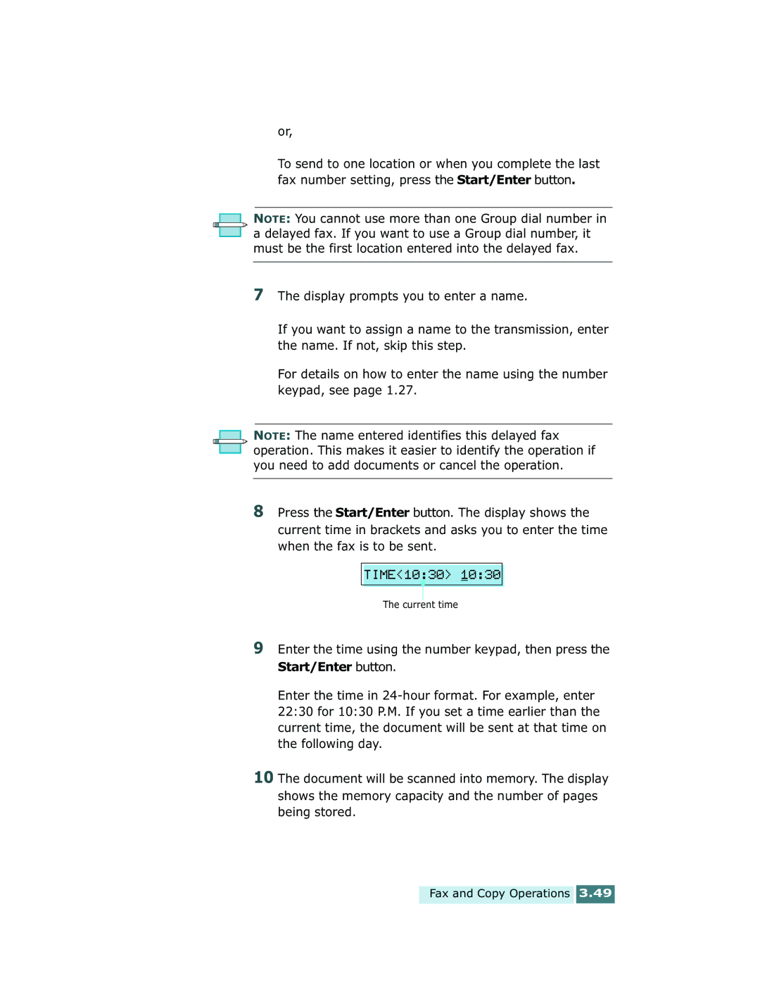 Xerox Pro 580 manual Current time 