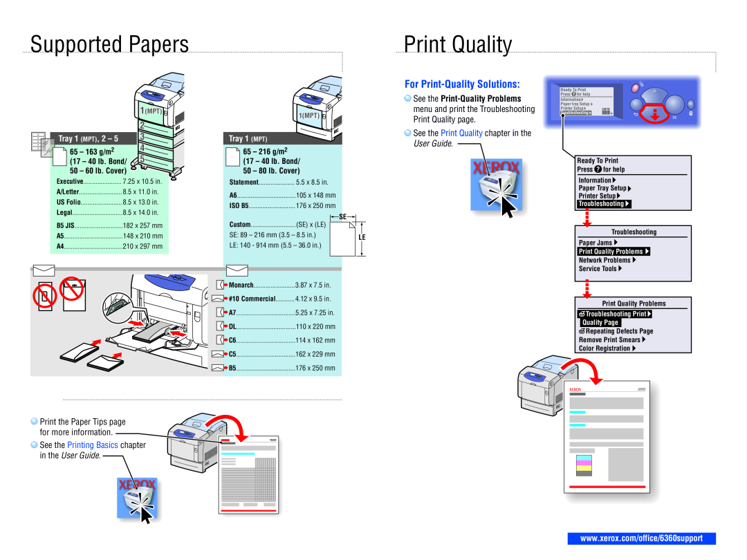Xerox r 6360 For Print-QualitySolutions, Tray 1 MPT, See the Print Quality chapter in the User Guide, 163 g/m2, 1MPT 