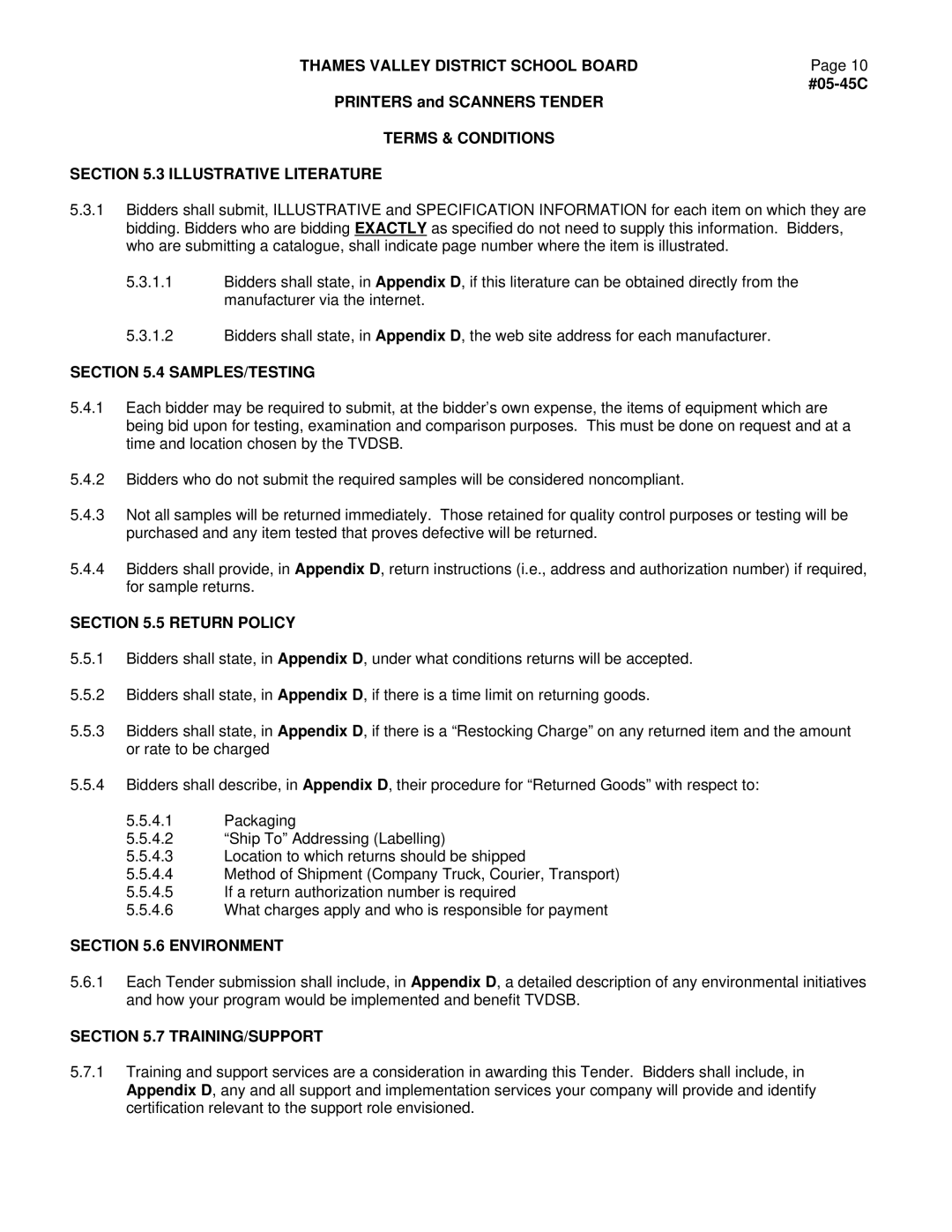 Xerox Scanner Terms & Conditions Illustrative Literature, Samples/Testing, Return Policy, Environment, Training/Support 