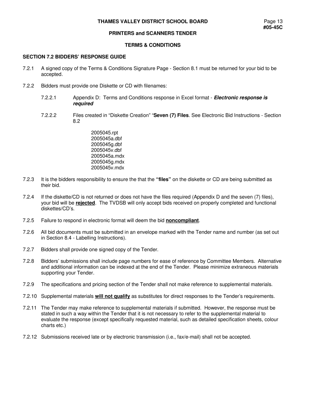 Xerox Scanner manual Terms & Conditions BIDDERS’ Response Guide 